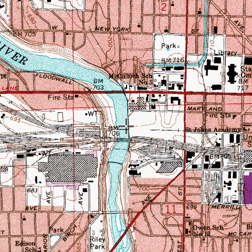 Topographic Map of Holy Angels Roman Catholic Church, IN