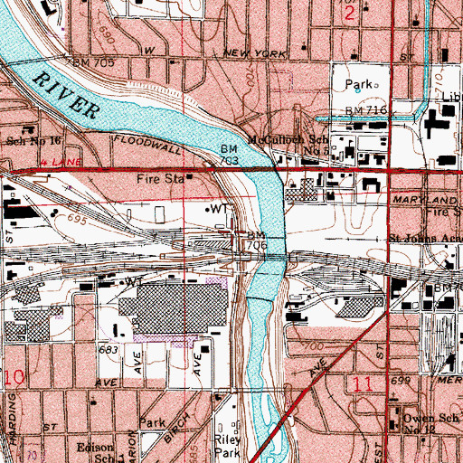 Topographic Map of First Baptist Church, IN
