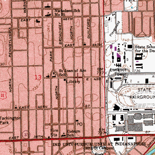 Topographic Map of Mercy Baptist Temple, IN