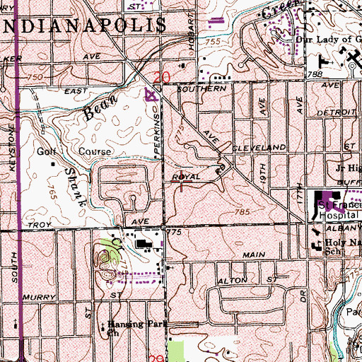 Topographic Map of Faith Assembly of God Church, IN