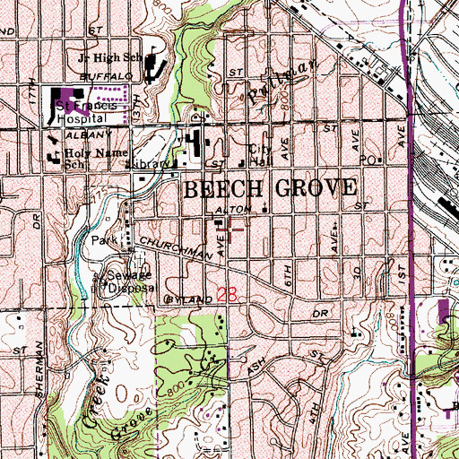 Topographic Map of Beech Grove United Methodist Church, IN