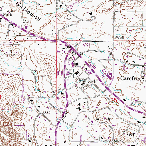 Topographic Map of Carefree Post Office, AZ