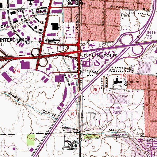 Topographic Map of New Life Assembly of God Church, IN