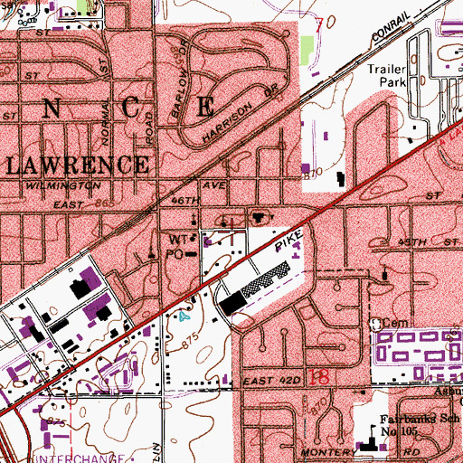 Topographic Map of Lawrence Full Gospel Tabernacle, IN