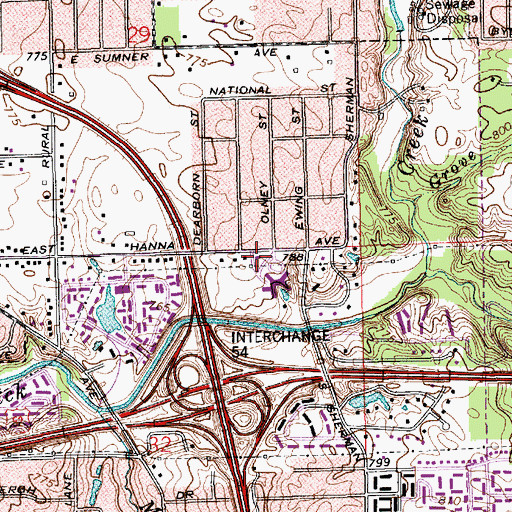 Topographic Map of University Heights Baptist Church, IN