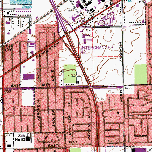 Topographic Map of Broadway Baptist Church, IN