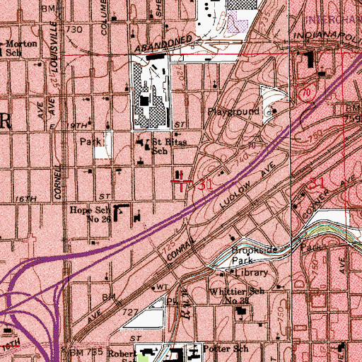 Topographic Map of East Side New Hope Baptist Church, IN