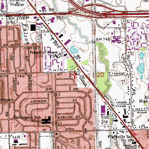 Topographic Map of Speedway General Baptist Church, IN