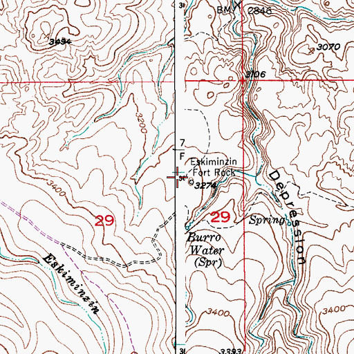 Topographic Map of Eskiminzin Fort Rock, AZ