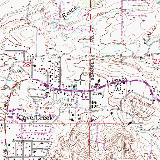 Topographic Map of Cave Creek Post Office, AZ
