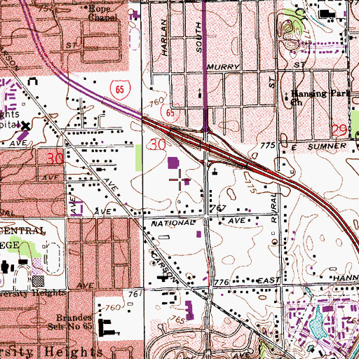 Topographic Map of Mount Zion General Baptist Church, IN