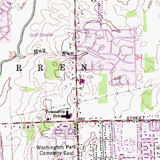 Topographic Map of Heather Hills Baptist Church, IN