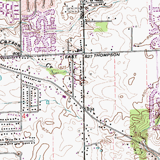 Topographic Map of Peace Baptist Church, IN
