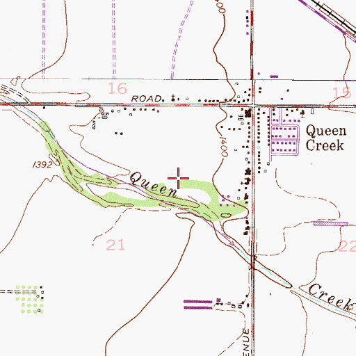 Topographic Map of Queen Creek Post Office, AZ