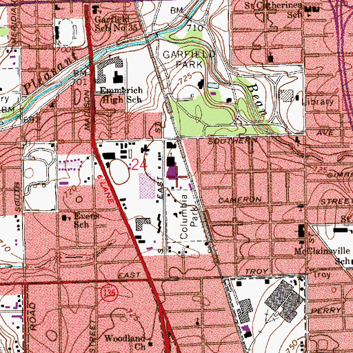 Topographic Map of Indianapolis Baptist Temple, IN