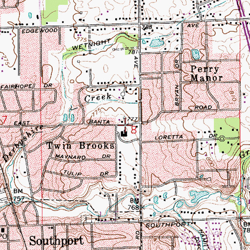Topographic Map of Southport Baptist Church, IN