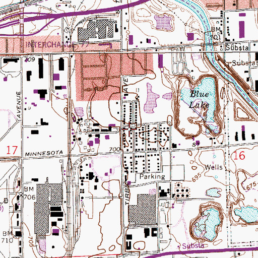 Topographic Map of Oak Park Baptist Church, IN