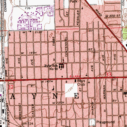 Topographic Map of Memorial Baptist Church, IN