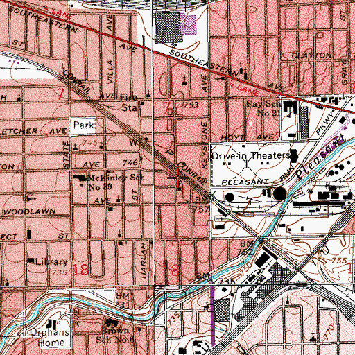 Topographic Map of Hillcrest Baptist Church, IN