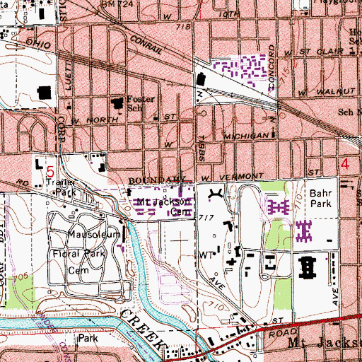 Topographic Map of First Baptist Tabernacle, IN