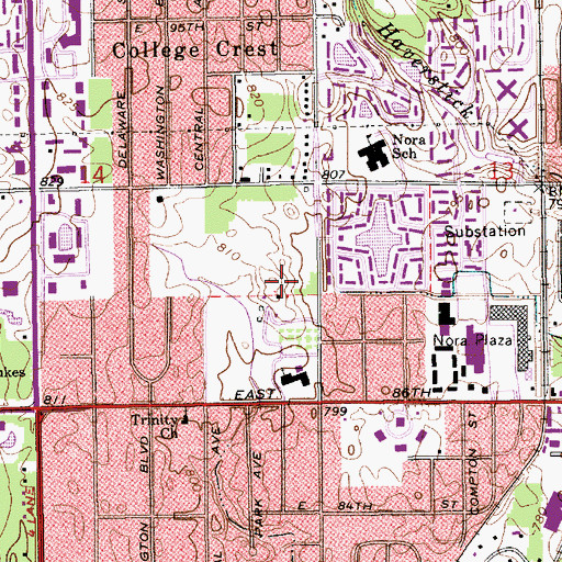 Topographic Map of First Baptist Church, IN