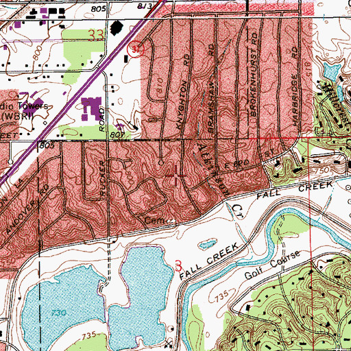 Topographic Map of Central Baptist Church, IN