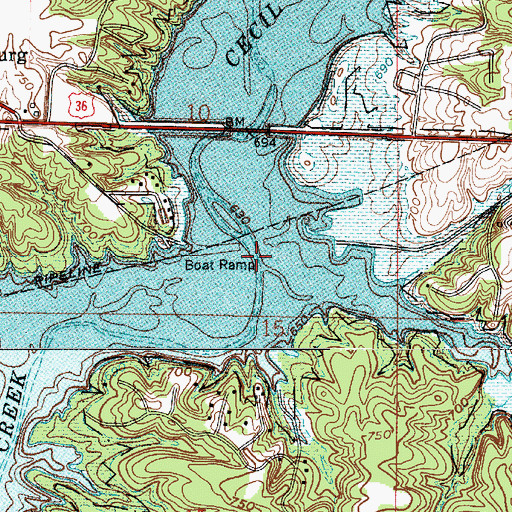 Topographic Map of Bains Branch, IN