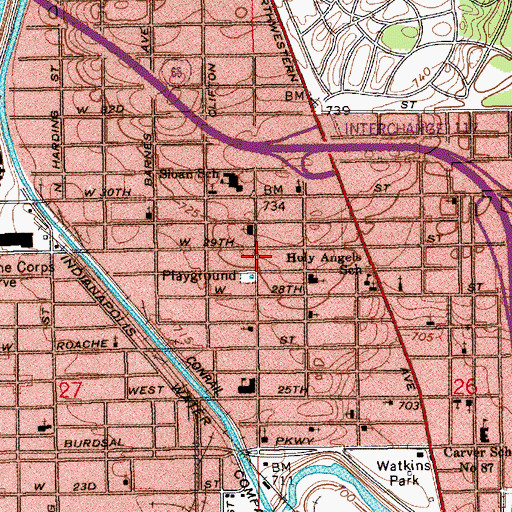 Topographic Map of North Indianapolis, IN
