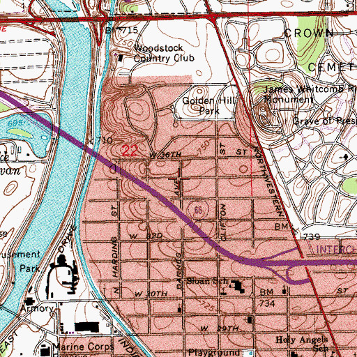 Topographic Map of Clifton, IN