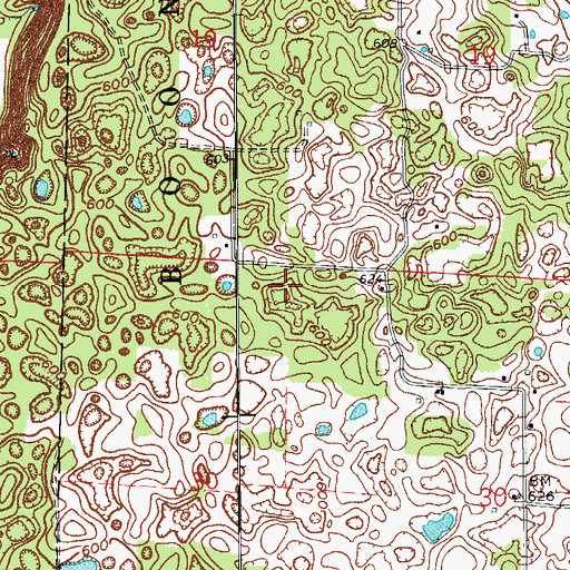 Topographic Map of Boundary Mound, IN