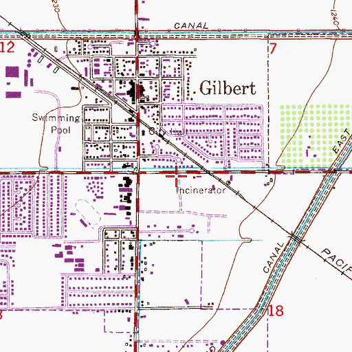 Topographic Map of Gilbert Post Office, AZ