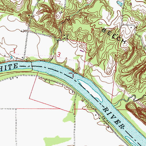 Topographic Map of Wrights Ferry (historical), IN