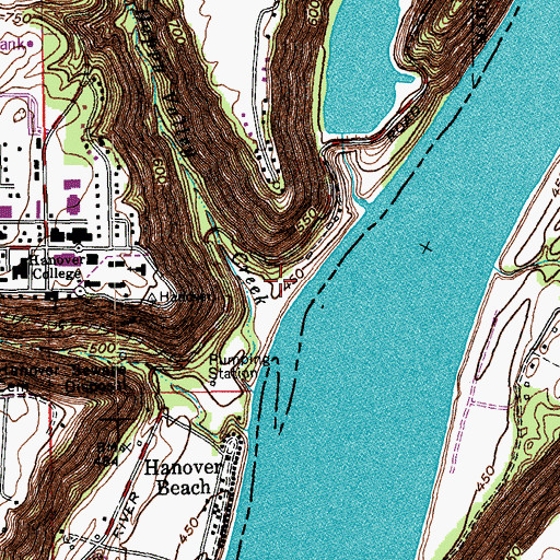 Topographic Map of Hanover Landing (historical), IN