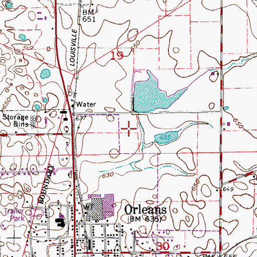 Topographic Map of Orleans Springs (historical), IN