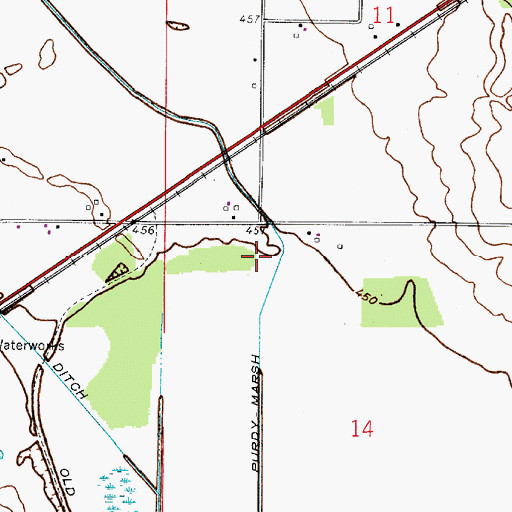 Topographic Map of Mills Prairie, IN