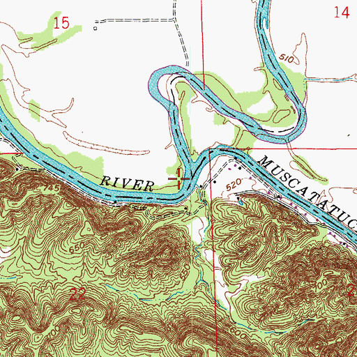 Topographic Map of Culletts Ferry (historical), IN