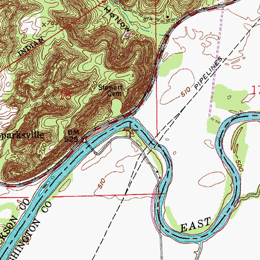 Topographic Map of Sparks Ferry (historical), IN