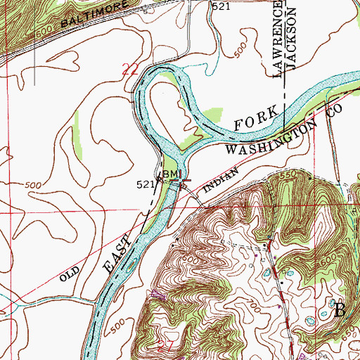 Topographic Map of Coxs Ferry (historical), IN
