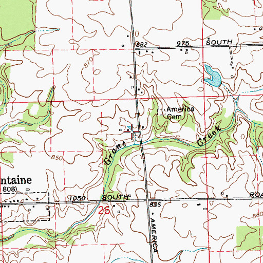 Topographic Map of America, IN