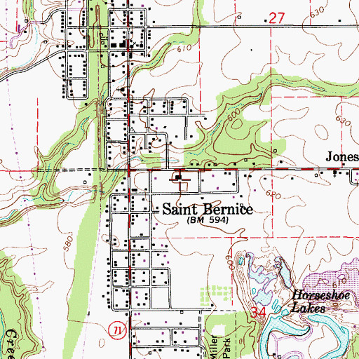 Topographic Map of I Jones Career Center, IN