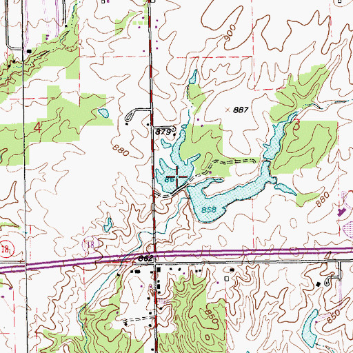 Topographic Map of Loew Lake Dam South, IN