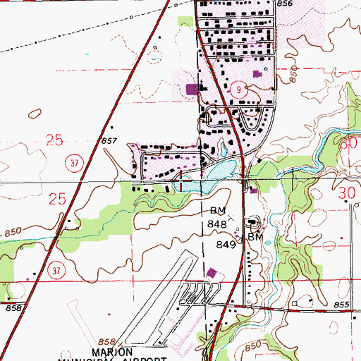 Topographic Map of Glendale Lake, IN