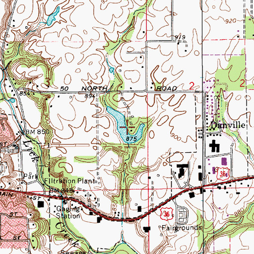 Topographic Map of Danville Conservation Club Lake, IN
