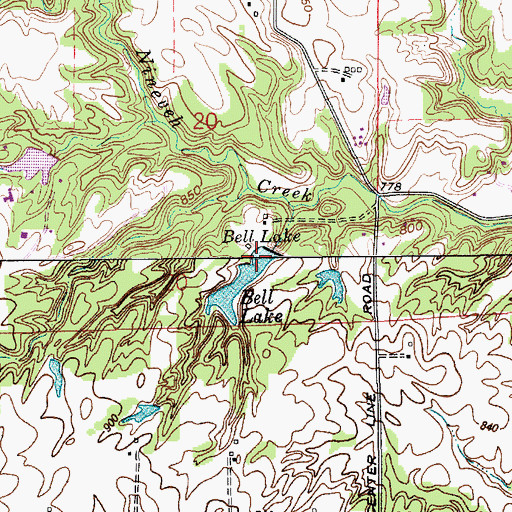 Topographic Map of Bell Lake Dam, IN