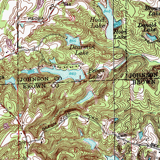 Topographic Map of Peoga Lake Dam, IN