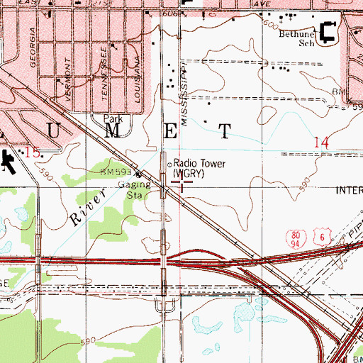 Topographic Map of WLTH-AM (Gary), IN