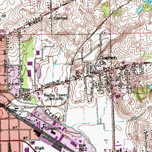 Topographic Map of WKAM-AM (Goshen), IN