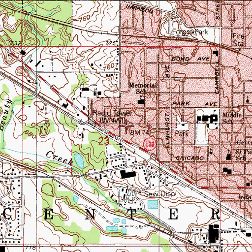 Topographic Map of WNWI-AM (Valparaiso), IN