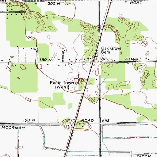 Topographic Map of WKVI-AM (Knox), IN