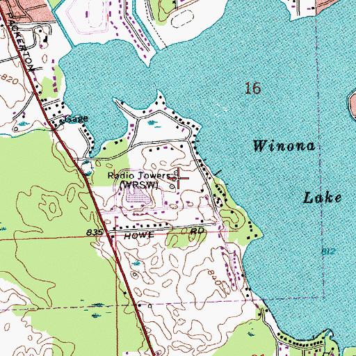 Topographic Map of WRSW-AM (Warsaw), IN